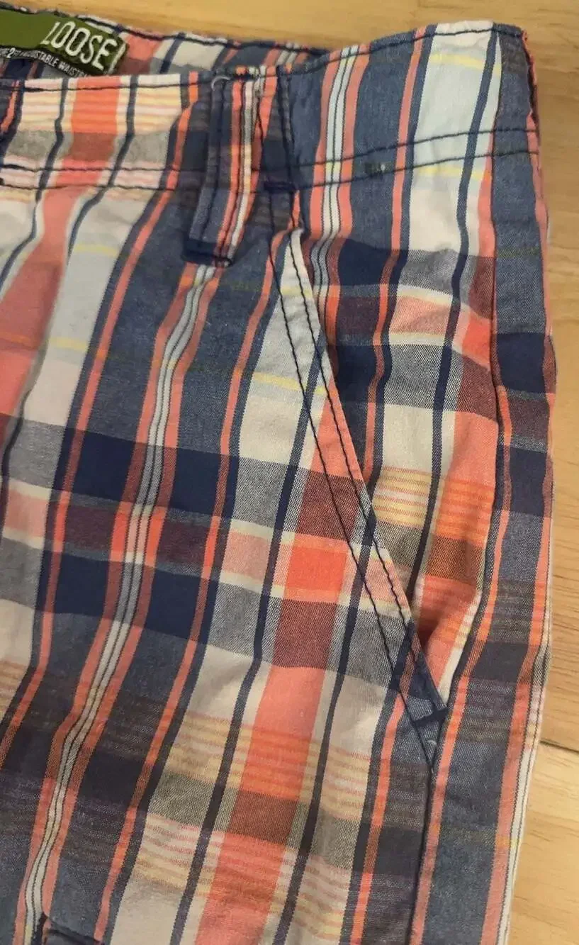 Lee Dungarees Boys Plaid Loose Fit Cargo Shorts Size 16 Regular